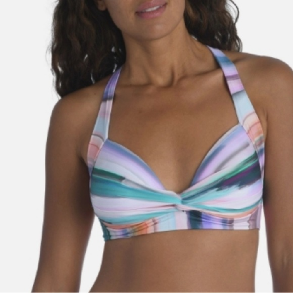 🌼 LA BLANCA Ocean Tide Keyholes Banded Bikini‎  Top. Push Up. Size 10